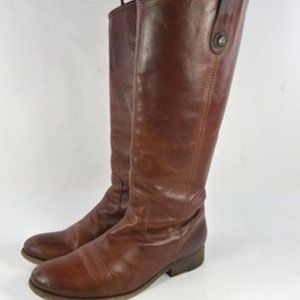 Frye Boots--Women's Brown Leather 77167 Motorcycle Riding Tall Boots (US Size 8)